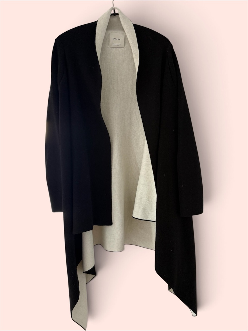 Zara Black and Cream Waterfall Cardigan